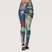 Moderne, unieke marineblauw Parijs Verenigde State Leggings (Achterkant)