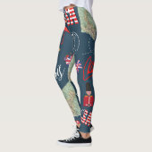 Moderne, unieke marineblauw Parijs Verenigde State Leggings (Links)