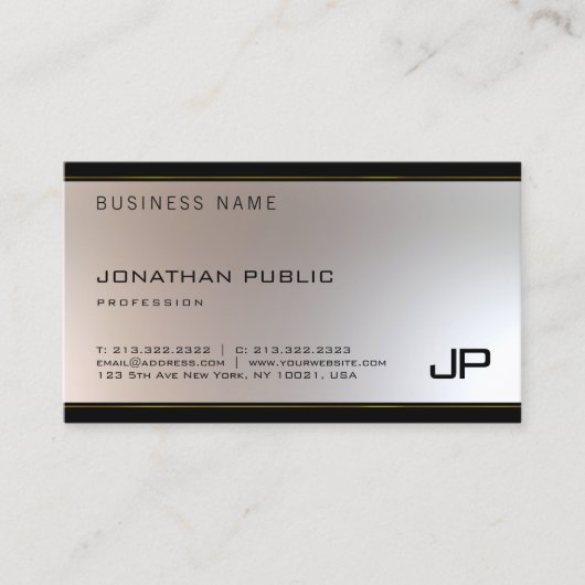 Moderne unieke monogram Glamor Gold Silver Nice Visitekaartje (Voorkant)