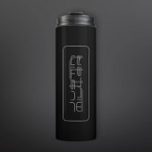 Moderne Unieke Naam & Monogram | Donkergrijs en zw Thermosbeker