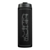 Moderne Unieke Naam & Monogram | Donkergrijs en zw Thermosbeker (Voorkant)