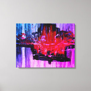 Moderne, unieke rode, zwarte rode, Abstracte kunst Canvas Afdruk