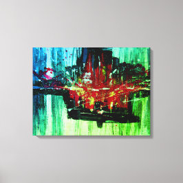 Moderne, unieke rode zwarte rode, groene Abstracte Canvas Afdruk