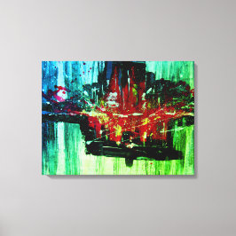 Moderne, unieke rode zwarte rode, groene Abstracte Canvas Afdruk