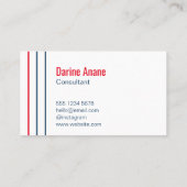 Moderne Unieke Rood & Blauwe Stripes Professioneel Visitekaartje (Achterkant)