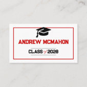 Moderne & Unieke Rood en Zwart Afstuderen Naam Kaa Visitekaartje (Voorkant)