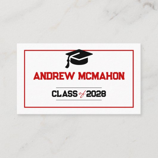 Moderne & Unieke Rood en Zwart Afstuderen Naam Kaa Visitekaartje (Voorkant)