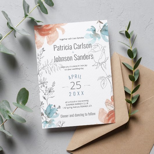 Moderne unieke stoffige blauwe perzik en grijze br kaart