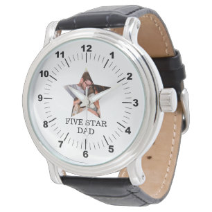 Moderne unieke vaderdag Vijf ster pa 1 foto Horloge