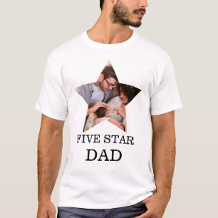Moderne unieke vaderdag Vijf ster pa 1 foto T-shirt