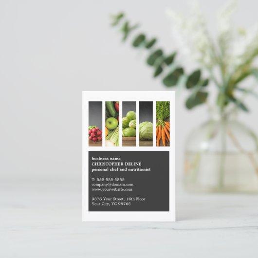Moderne, unieke vegeteerbare persoonlijke Chef Nut Visitekaartje (Staand voorkant)