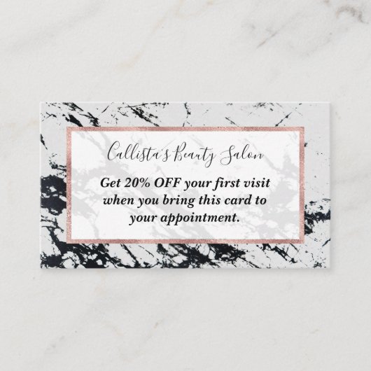 Moderne, unieke zwarte marmer stone pattern kortingskaartje (Voorkant)
