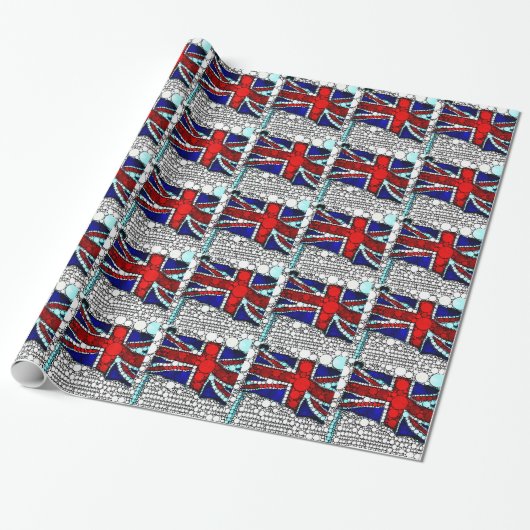 Moderne Union Jack Britse vlag Cadeaupapier (Uitgerold)