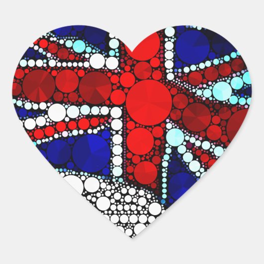 Moderne Union Jack Britse vlag Hart Sticker (Voorkant)