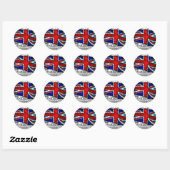 Moderne Union Jack Britse vlag Ronde Sticker (Vel)