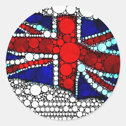 Moderne Union Jack Britse vlag Ronde Sticker (Voorkant)