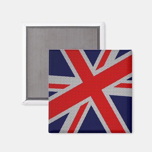 Moderne Union Jack op print in koolstofvezelstijl Magneet (Voorkant / Achterkant)