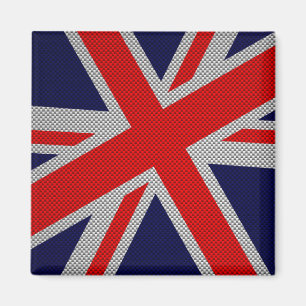 Moderne Union Jack op print in koolstofvezelstijl Magneet