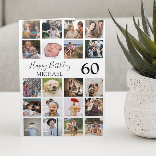 Moderne Unisex 20 Foto Collage Birthday Kaart