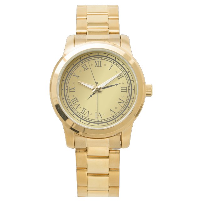 Moderne Unisex Oversize Gouden Armband Horloge (Voorkant)
