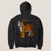 Moderne unisex tijger print Dierlijk ontwerp Zwart Hoodie (Laag Achter)