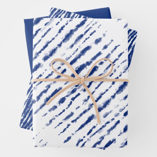 Moderne unisex waterverf blauw kleurstofpatroon inpakpapier vel (In situ)