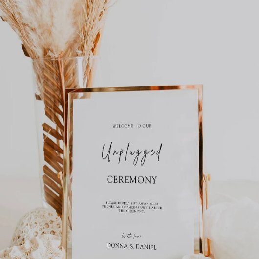 Moderne Unplugged Ceremony trouwbord, uitnodiging