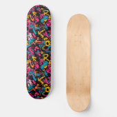 Moderne Urban Graffiti Grunge Patroon Skateboard (Voorkant)