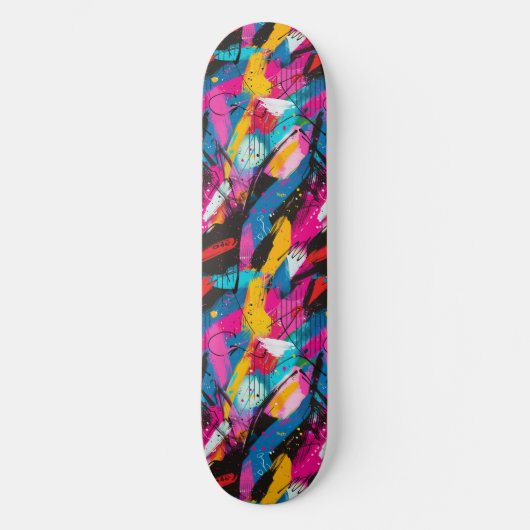 Moderne Urban Graffiti Grunge Patroon Skateboard (Voorkant)