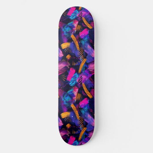 Moderne Urban Graffiti Grunge Patroon Skateboard (Voorkant)
