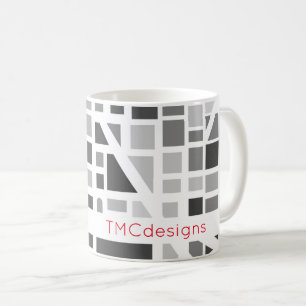 Moderne Urban Map Black White Grey Kantoor Name Koffiemok