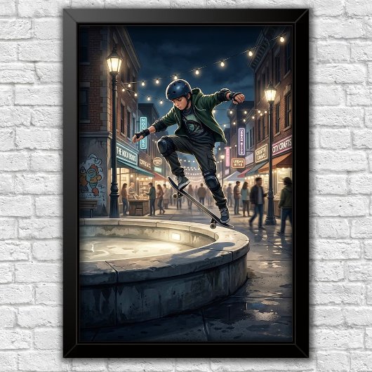 Moderne Urban Skateboard Slaapkamer Muur Poster