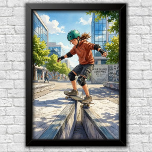 Moderne Urban Skateboard Slaapkamer Muur Poster