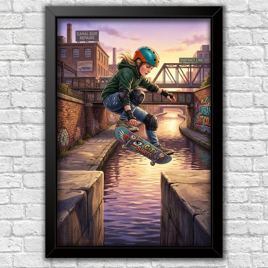 Moderne Urban Skateboard Slaapkamer Muur Poster