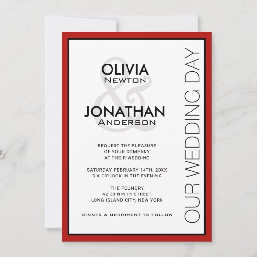 Moderne Urban Style Wedding met rode accenten Kaart (Voorkant)