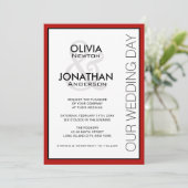 Moderne Urban Style Wedding met rode accenten Kaart (Staand voorkant)