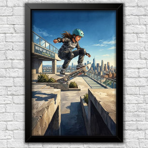Moderne Urbane Skateboard Slaapkamer Muur Poster