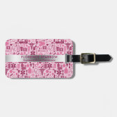 Moderne urse ursing Pattern roze monogrammen Bagagelabel (Voorkant horizontaal)