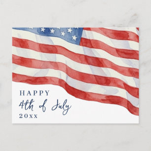 Moderne USA Waterverf Vlag 4 juli Patriottisch Briefkaart