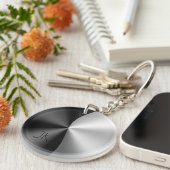 Moderne USB-oplader voor zwart en zilver metallisc Sleutelhanger (Voorkant Rechts)