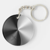 Moderne USB-oplader voor zwart en zilver metallisc Sleutelhanger (Achterkant)