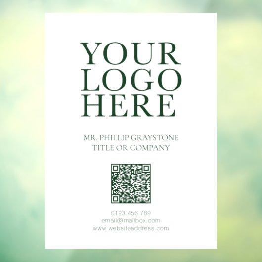 Moderne Uw Afbeelding Groene & Witte QR-code Raamsticker (Vel 3)