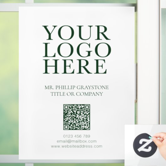 Moderne Uw Afbeelding Groene & Witte QR-code Raamsticker (Huis)