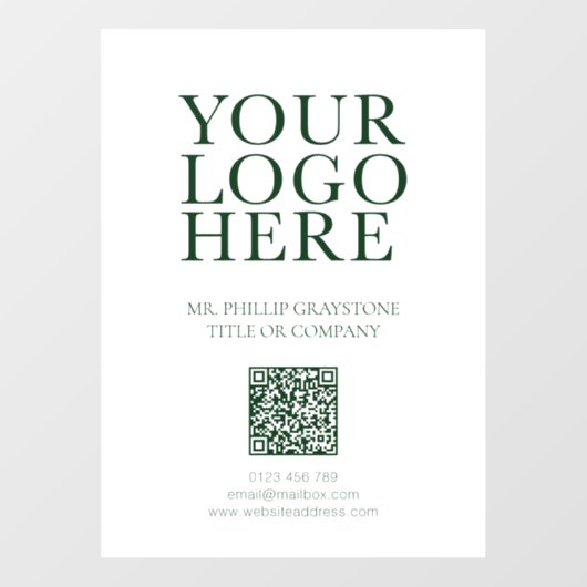 Moderne Uw Afbeelding Groene & Witte QR-code Raamsticker (Vel)
