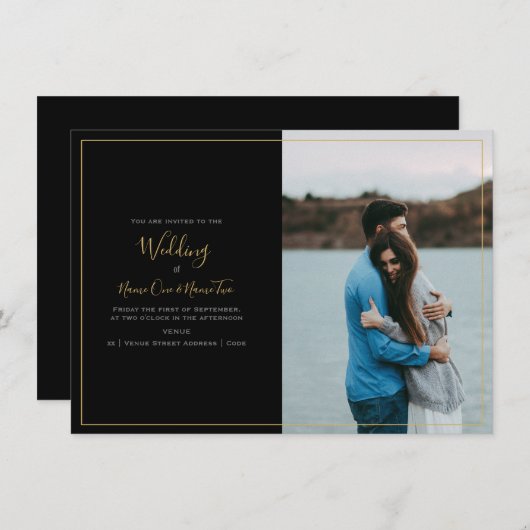 Moderne uw eigen foto bruiloft uitnodigingskaart. bedankkaart (Voorkant / Achterkant)