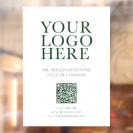 Moderne uw logo afbeelding groene en witte QR-code Raamsticker