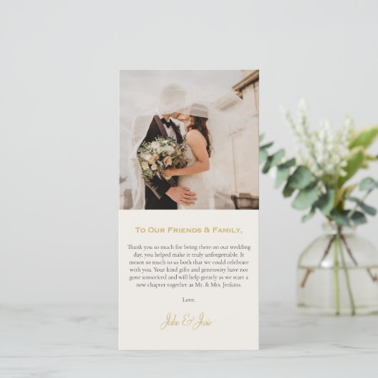Moderne uw trouwfoto bedankkaart (Staand voorkant)