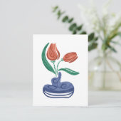 Moderne vaas met tulpen | Bloemen Stilleven Kunst (Staand voorkant)
