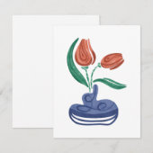 Moderne vaas met tulpen | Bloemen Stilleven Kunst (Voorkant / Achterkant)