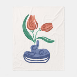 Moderne vaas met tulpen | Bloemen Stilleven Kunst Fleece Deken